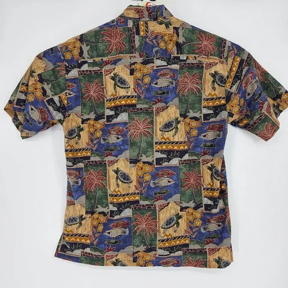 Tori Richard Shirt Mens Large Turtles Palm Trees AOP Hawaiian Button Up - Picture 3 of 9
